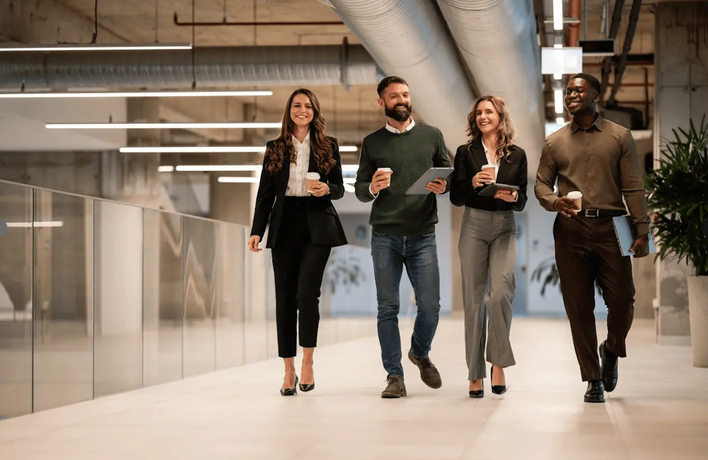 Team of professionals walking together